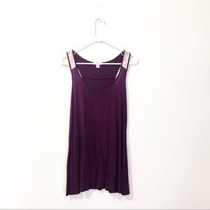 Purple, sequin embellished tank top.